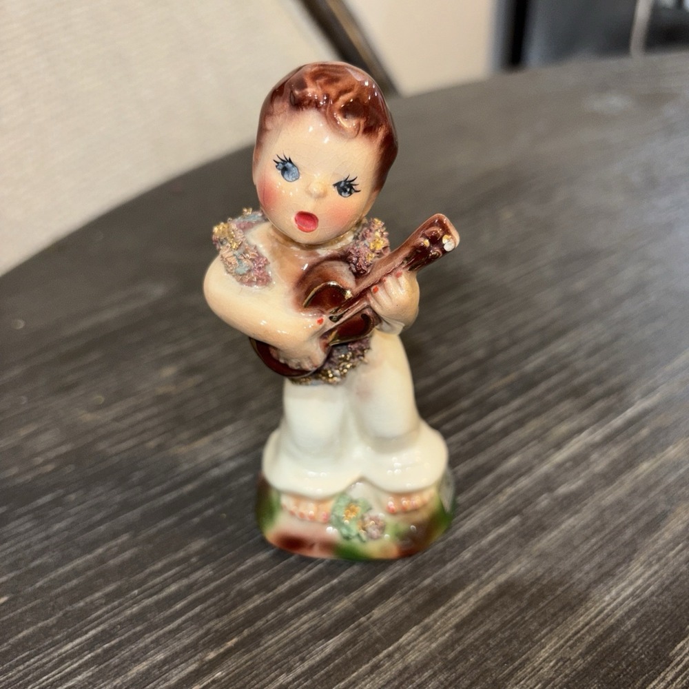 Vintage Josef Originals Hawaiian Boy Figurine Spaghetti Trim